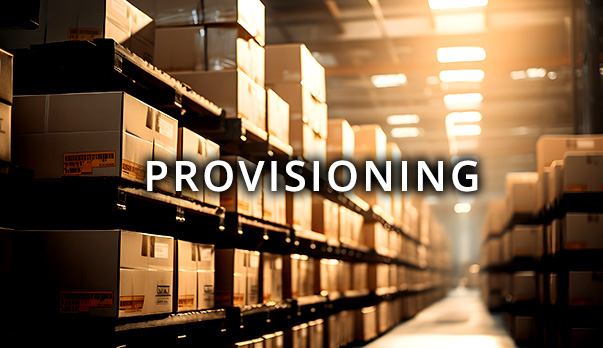 article cover for Provisioning in the Digital Era showing a warehouse aisle full of boxes